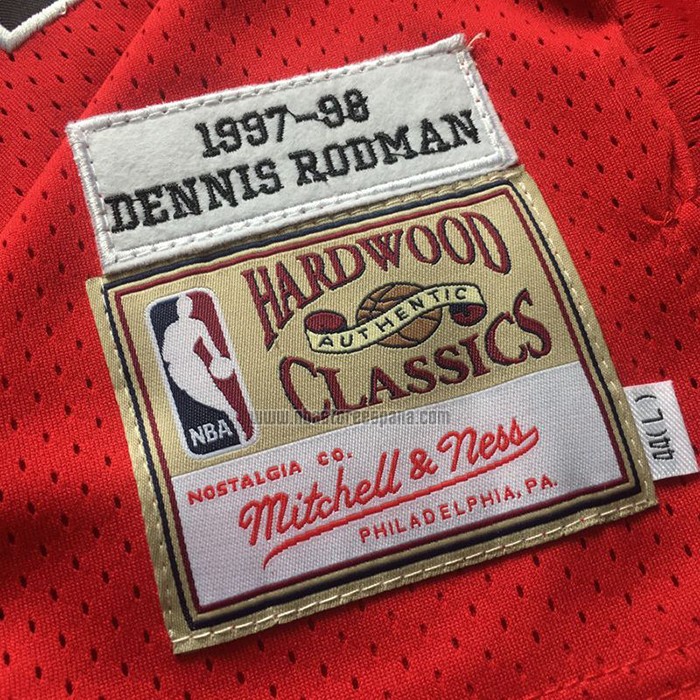 Camiseta Chicago Bulls Dennis Rodman NO 91 Mitchell & Ness 1997-98 Rojo
